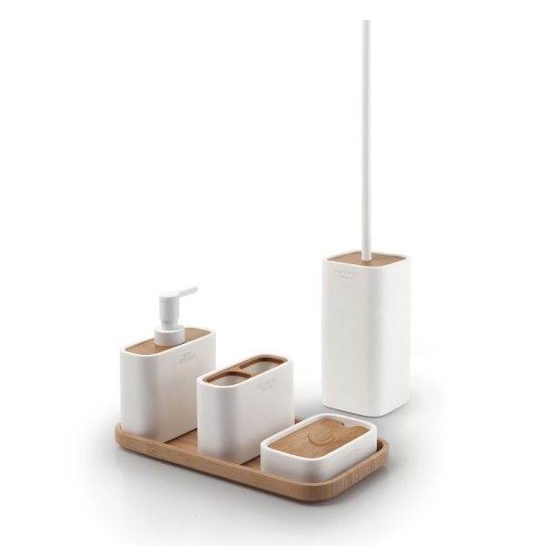 Ninfea Bamboo  Toothbrush Tumbler - White